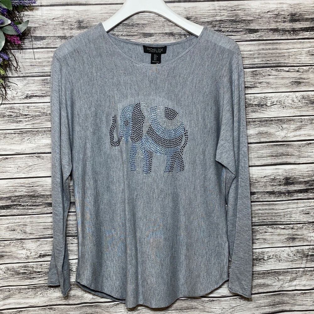 Rachel Zoe Beaded Elephant Top/Sweater Cashmere Blend